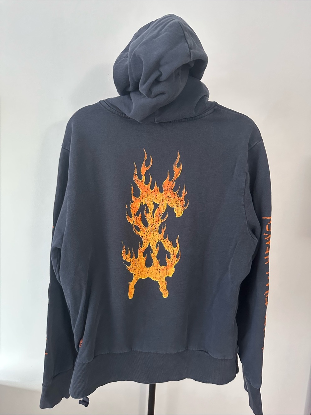 KSUBI X TRAVIS SCOTT FLAMING DOLLAR HOODY MENS SZ large navy/ orange